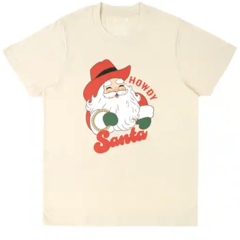 Celebrate It Howdy Santa Cowboy Graphic Tee Size Large New